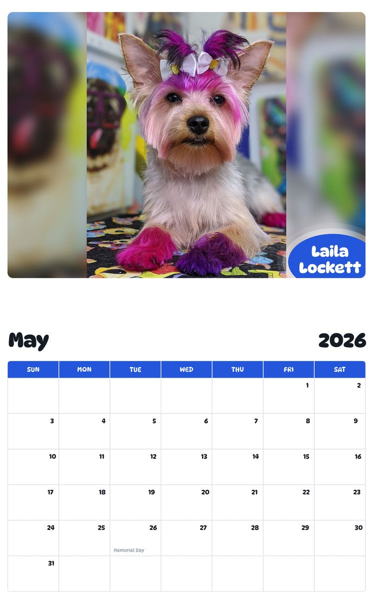 2026 - 2027 Laila Lockett - Pawidols Pet Calendar