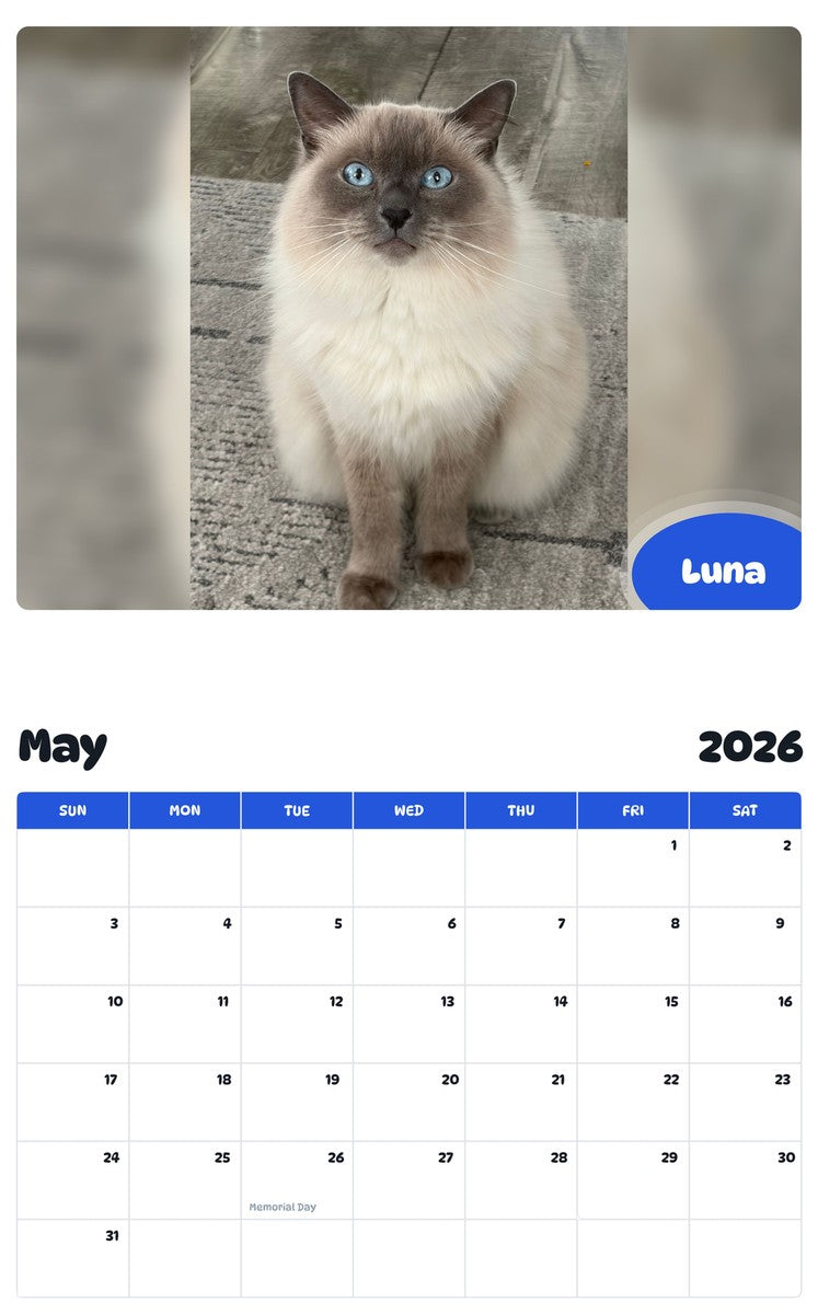 2026 - 2027 Luna - Pawidols Pet Calendar