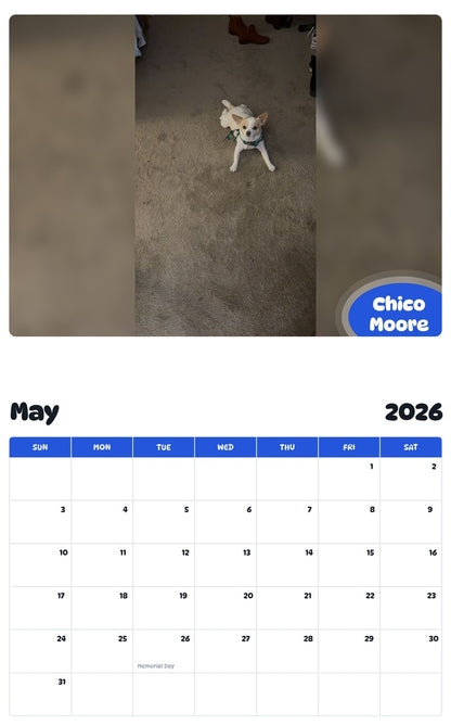 2026 - 2027 Chico Moore - Pawidols Pet Calendar