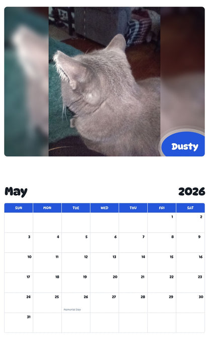 2026 - 2027 Dusty - Pawidols Pet Calendar