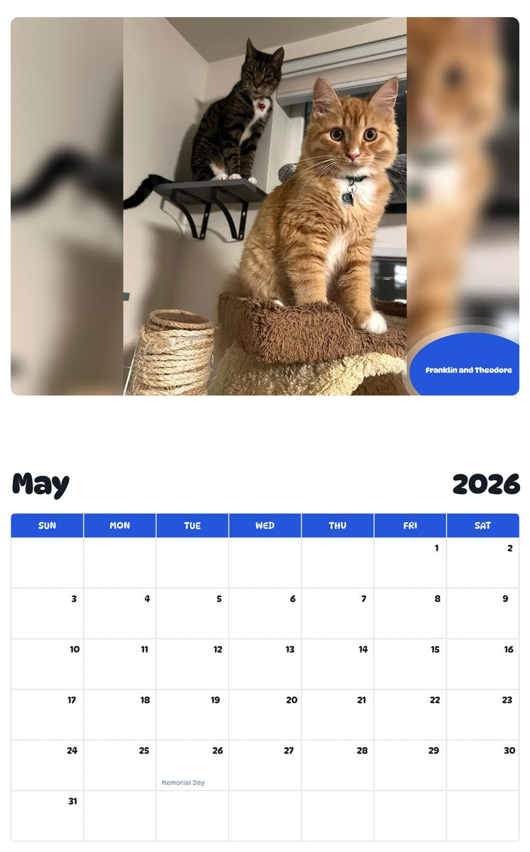 2026 - 2027 Franklin and Theodore - Pawidols Pet Calendar