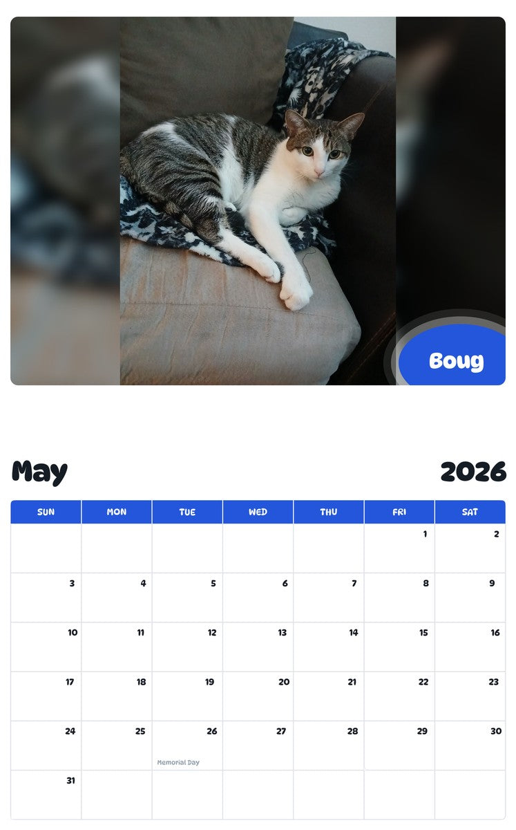 2026 - 2027 Boug - Pawidols Pet Calendar