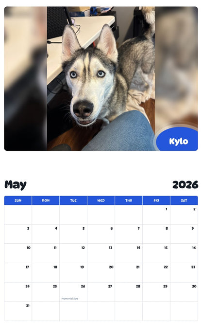 2026 - 2027 Kylo - Pawidols Pet Calendar