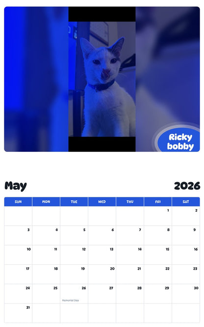 2026 - 2027 Ricky bobby - Pawidols Pet Calendar