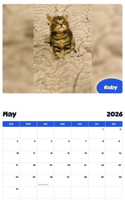 2026 - 2027 Ruby - Pawidols Pet Calendar