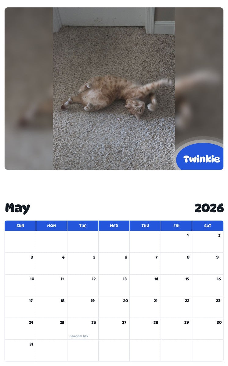 2026 - 2027 Twinkie - Pawidols Pet Calendar