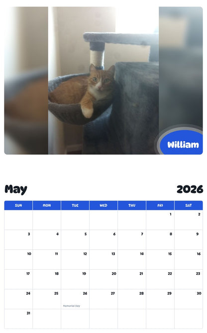 2026 - 2027 William - Pawidols Pet Calendar