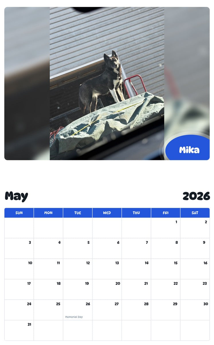 2026 - 2027 Mika - Pawidols Pet Calendar