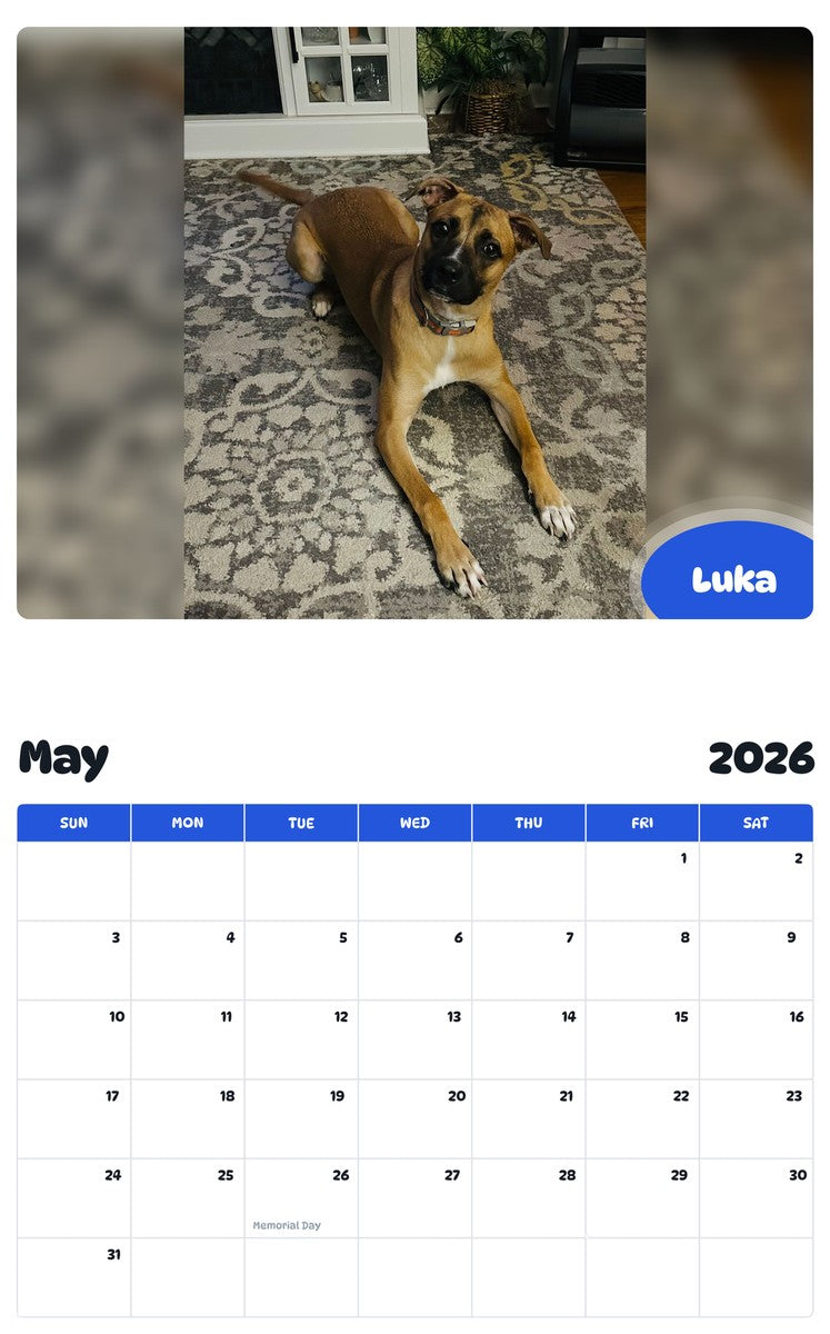 2026 - 2027 Luka - Pawidols Pet Calendar