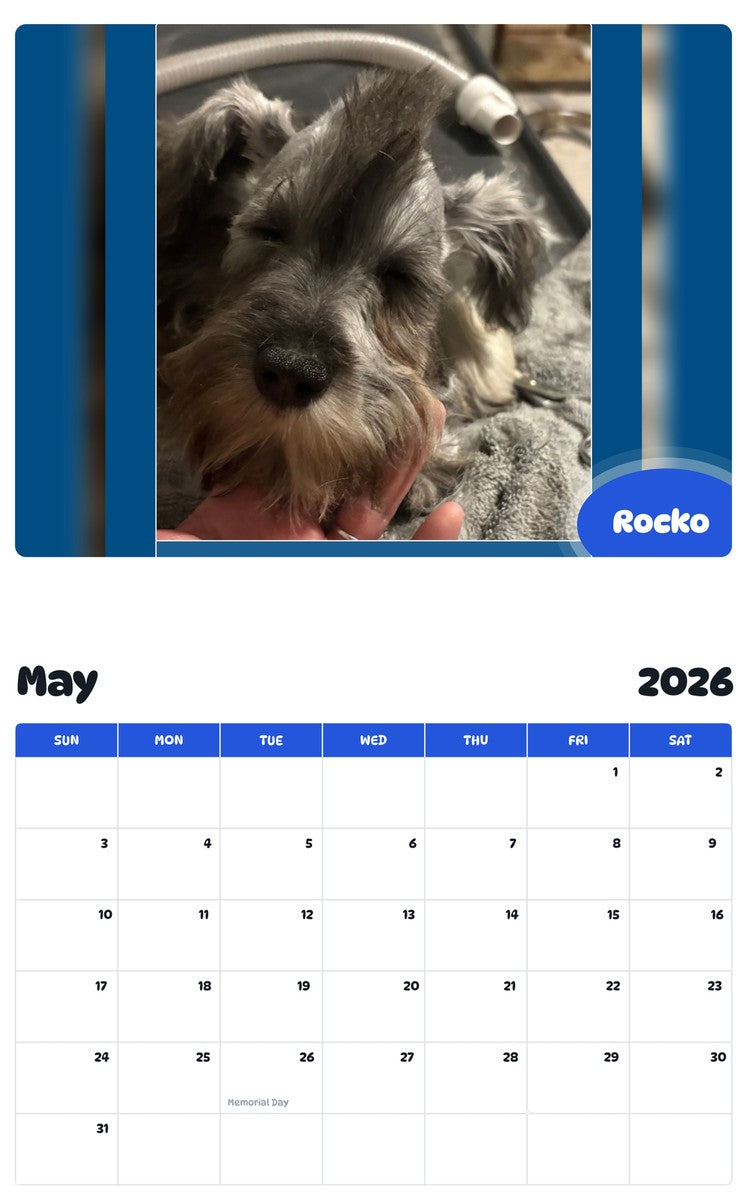 2026 - 2027 Rocko - Pawidols Pet Calendar