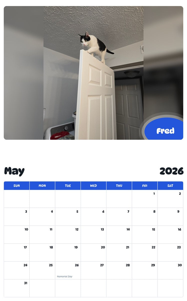 2026 - 2027 Fred - Pawidols Pet Calendar