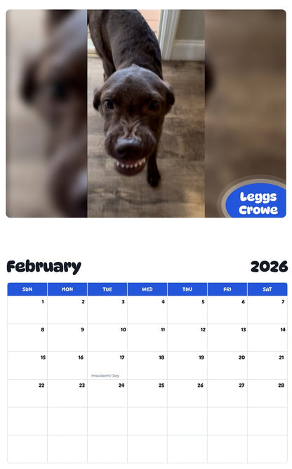 October 2025 - September 2026 Leggs Crowe - Pawidols Pet Calendar