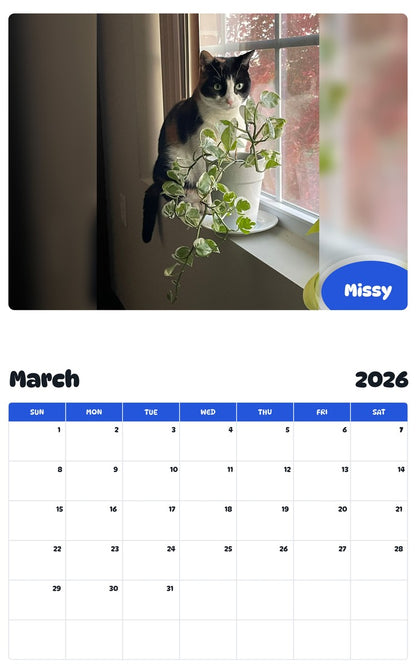November 2025 - October 2026 Missy - Pawidols Pet Calendar
