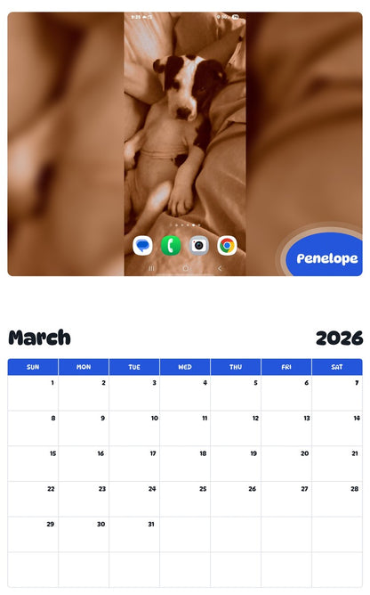 November 2025 - October 2026 Penelope - Pawidols Pet Calendar