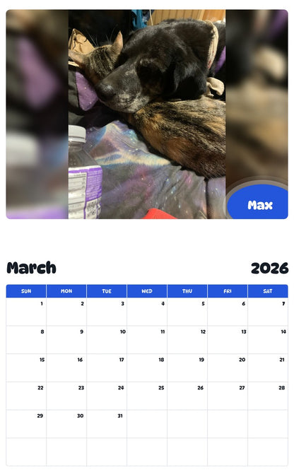 November 2025 - October 2026 Max - Pawidols Pet Calendar