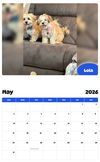 2026 - 2027 Lola - Pawidols Pet Calendar