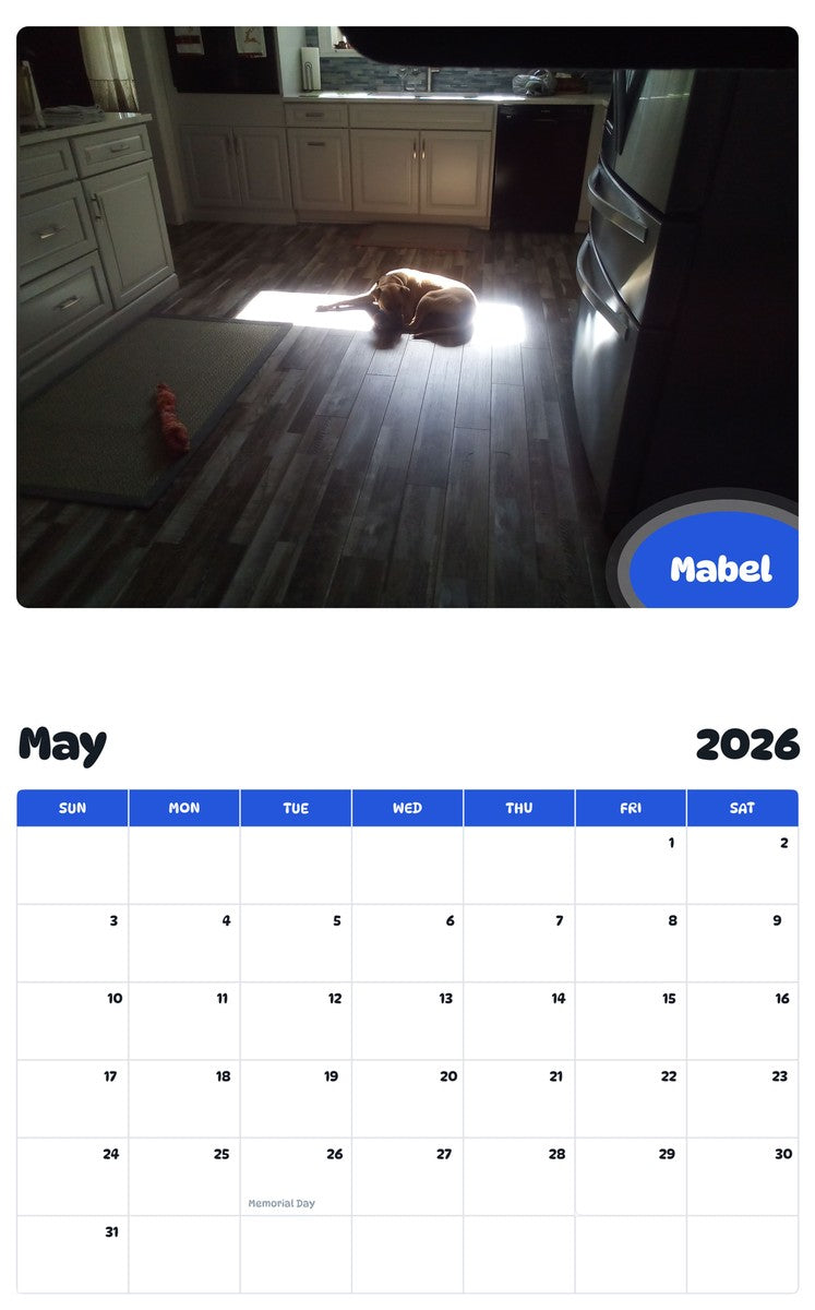 2026 - 2027 Mabel - Pawidols Pet Calendar