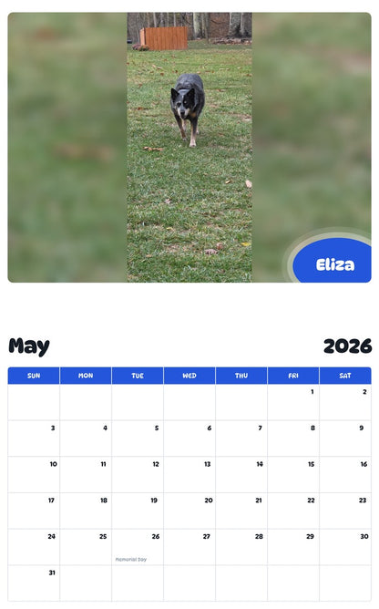 2026 - 2027 Eliza - Pawidols Pet Calendar