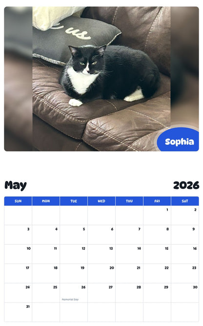 2026 - 2027 Sophia - Pawidols Pet Calendar