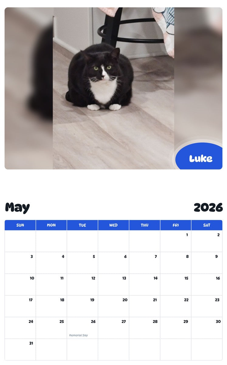 2026 - 2027 Luke - Pawidols Pet Calendar