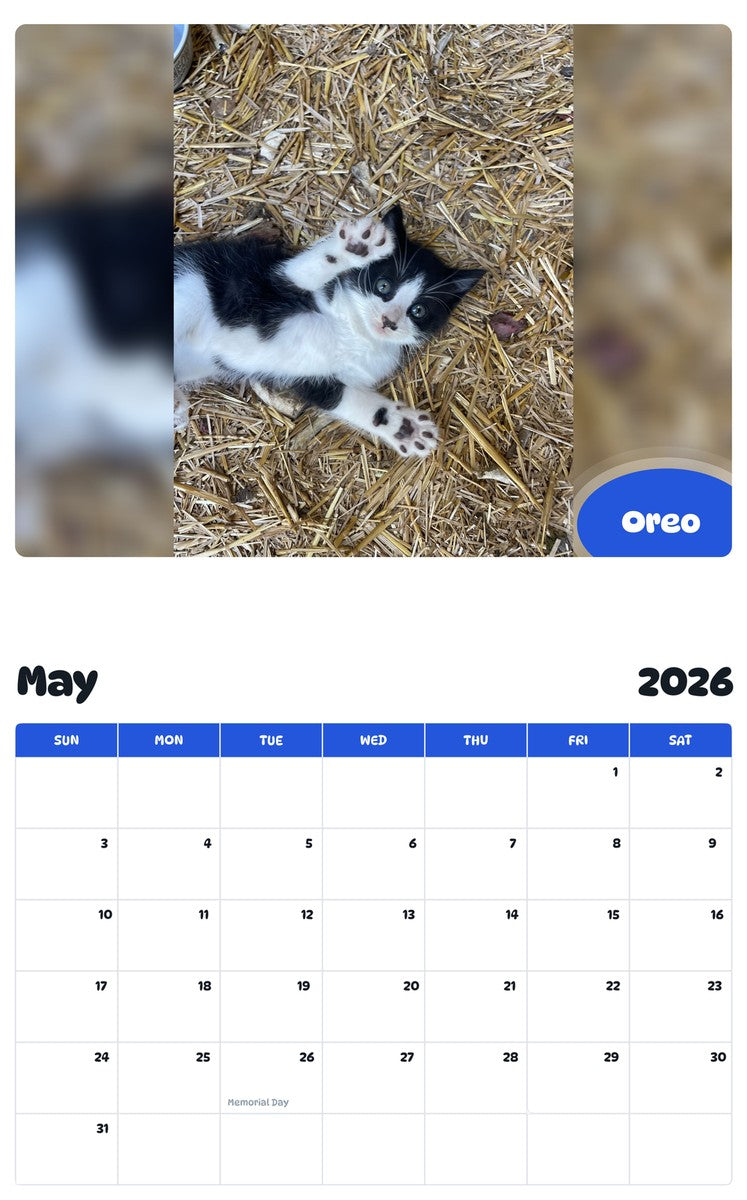 2026 - 2027 Oreo - Pawidols Pet Calendar