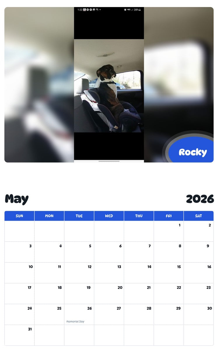 2026 - 2027 Rocky - Pawidols Pet Calendar