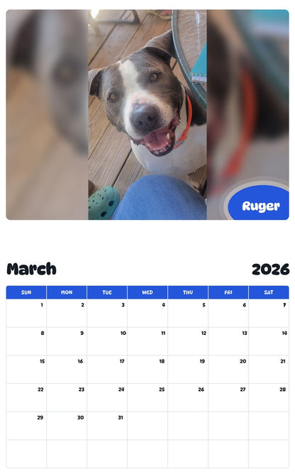 November 2025 - October 2026 Ruger - Pawidols Pet Calendar