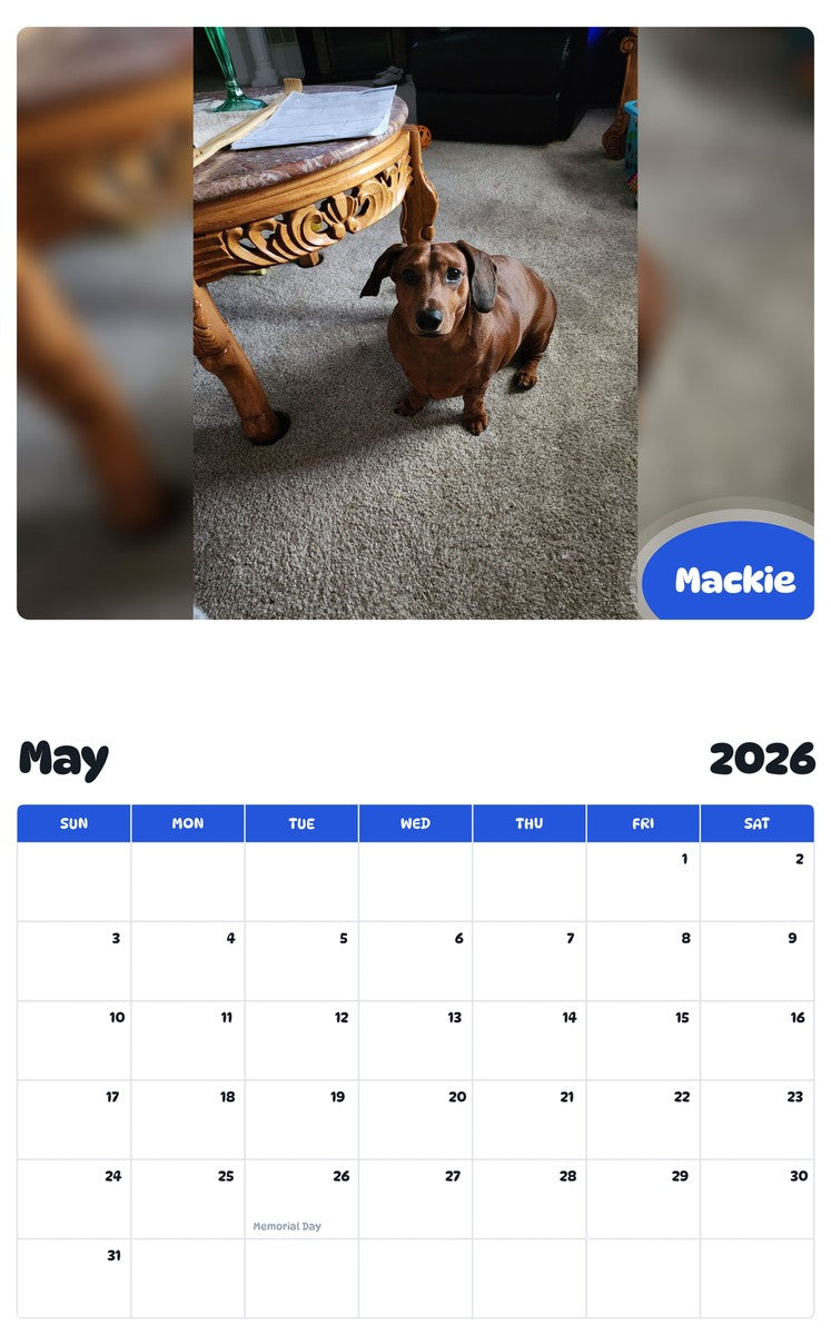 2026 - 2027 Mackie - Pawidols Pet Calendar