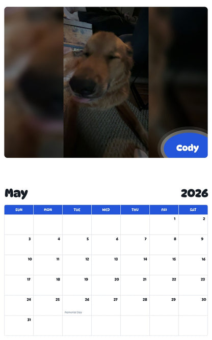 2026 - 2027 Cody - Pawidols Pet Calendar
