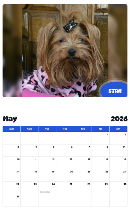 2026 - 2027 STAR - Pawidols Pet Calendar