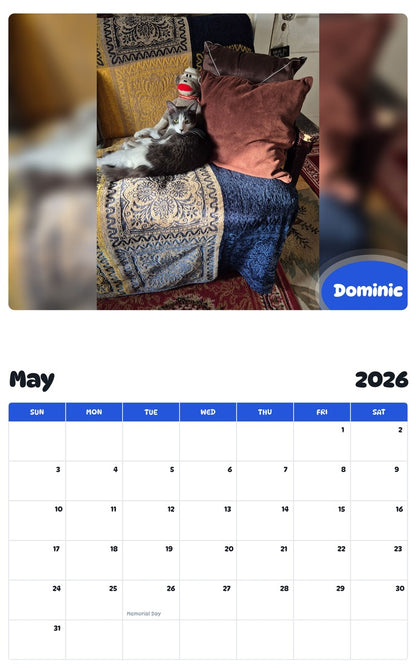 2026 - 2027 Dominic - Pawidols Pet Calendar