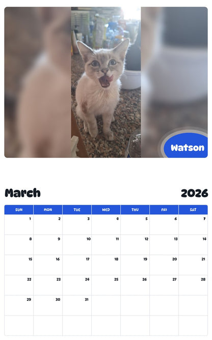 November 2025 - October 2026 Watson - Pawidols Pet Calendar