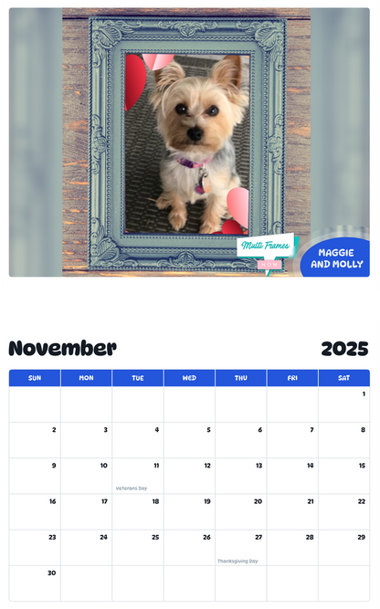 July 2025 - June 2026 Maggie and Molly - Pawidols Pet Calendar