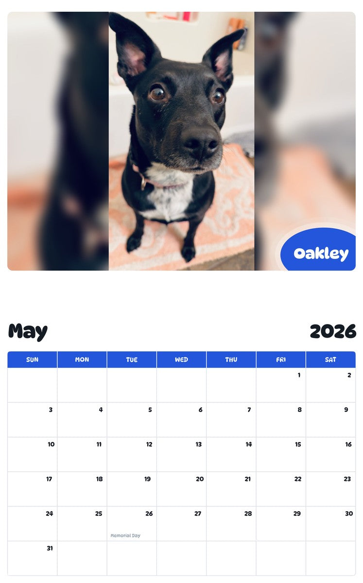 2026 - 2027 Oakley - Pawidols Pet Calendar