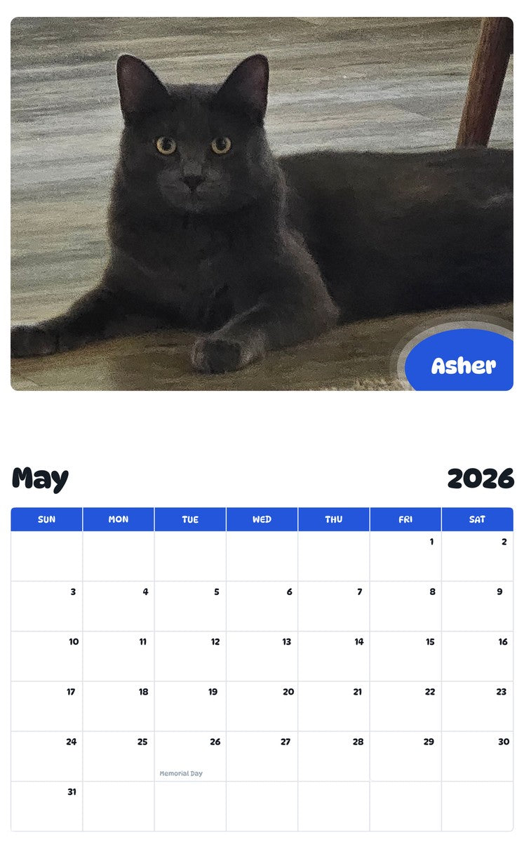 2026 - 2027 Asher - Pawidols Pet Calendar