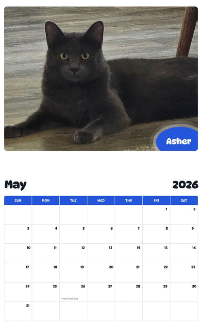 2026 - 2027 Asher - Pawidols Pet Calendar