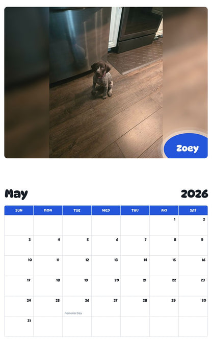 2026 - 2027 Zoey - Pawidols Pet Calendar
