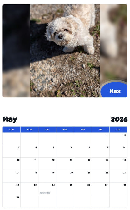 2026 - 2027 Max - Pawidols Pet Calendar