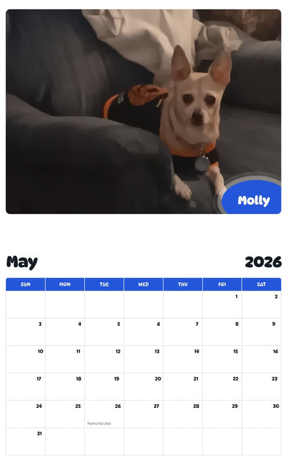2026 - 2027 Molly - Pawidols Pet Calendar