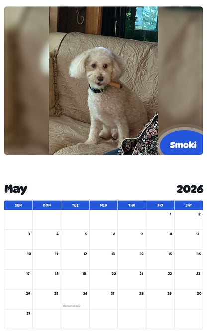 2026 - 2027 Smoki - Pawidols Pet Calendar