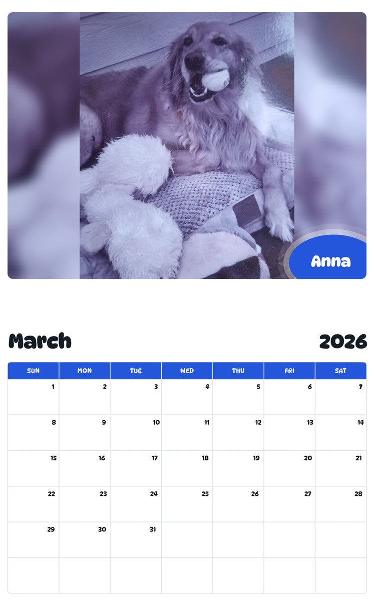 November 2025 - October 2026 Anna - Pawidols Pet Calendar