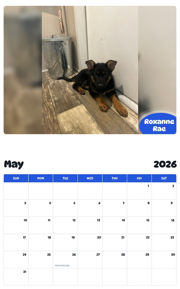 2026 - 2027 Roxanne Rae - Pawidols Pet Calendar