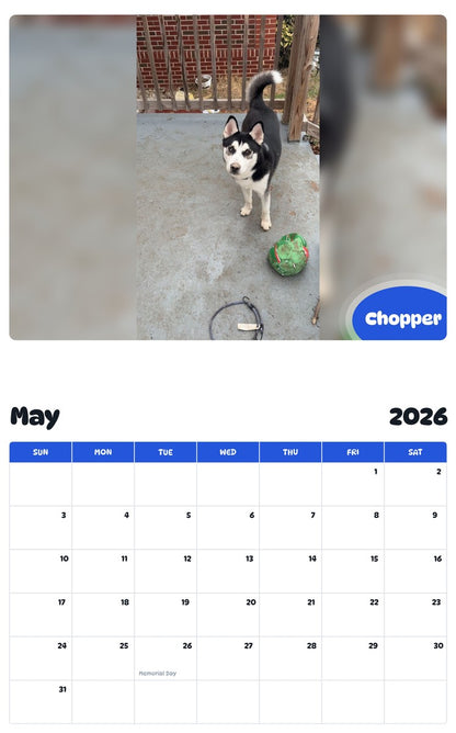 2026 - 2027 Chopper - Pawidols Pet Calendar
