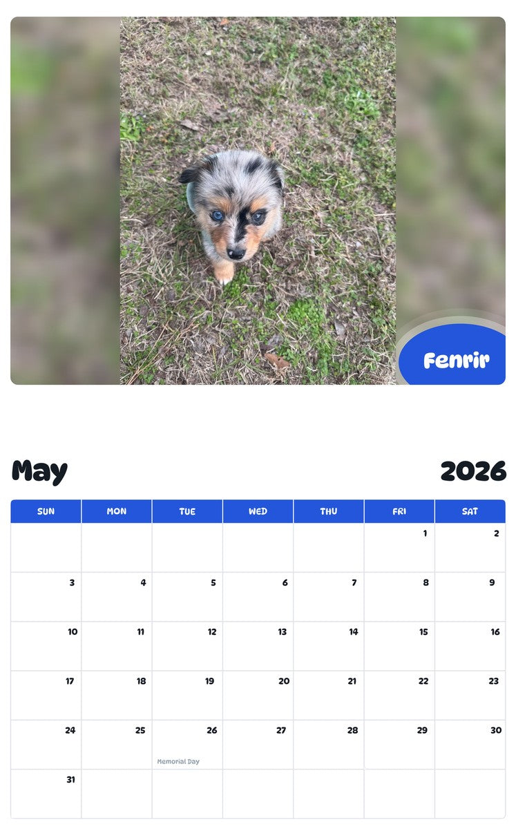 2026 - 2027 Fenrir - Pawidols Pet Calendar
