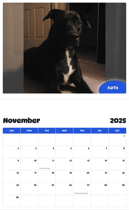July 2025 - June 2026 Faith - Pawidols Pet Calendar