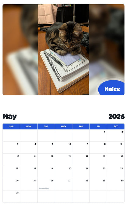 2026 - 2027 Maize - Pawidols Pet Calendar