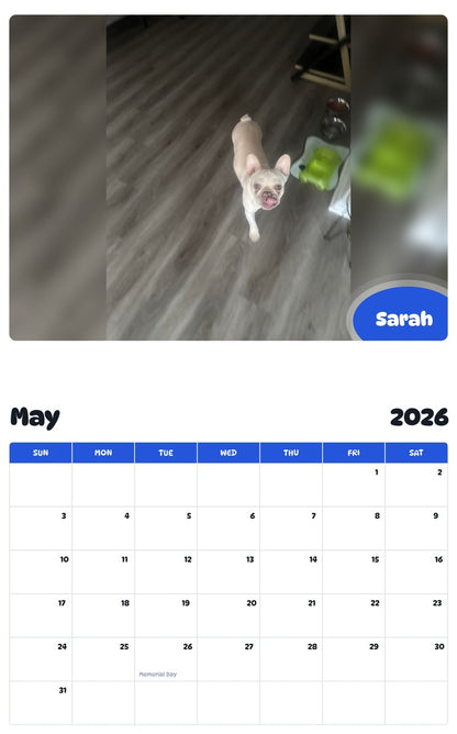 2026 - 2027 Sarah - Pawidols Pet Calendar