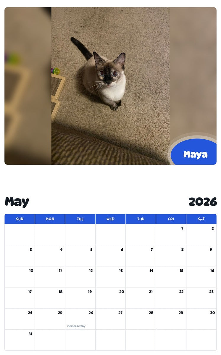 2026 - 2027 Maya - Pawidols Pet Calendar