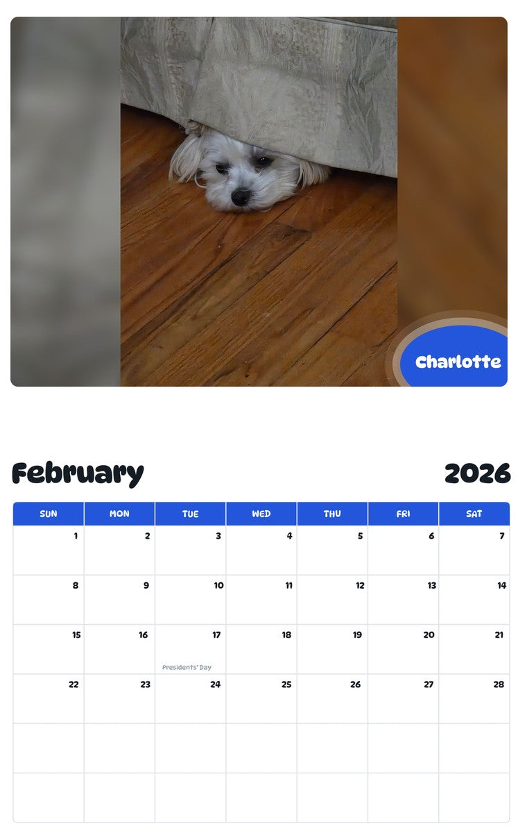October 2025 - September 2026 Charlotte - Pawidols Pet Calendar