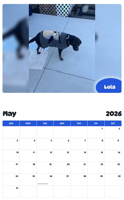2026 - 2027 Lola - Pawidols Pet Calendar